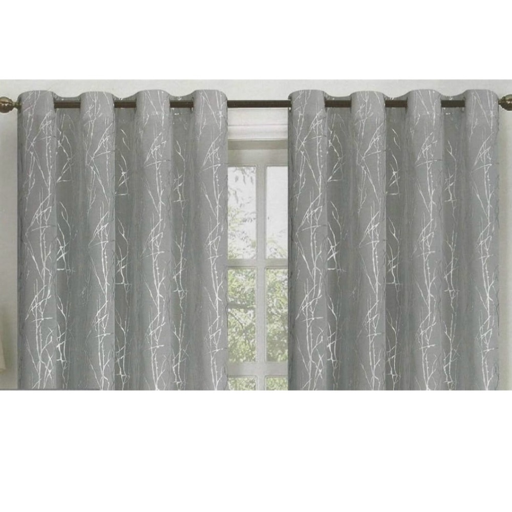 Sally Textile Set of 2 Martina Grommet Curtain Panels with Metallic Accent 90"